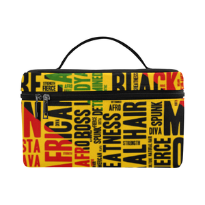 Melanin Queen Word Art Cosmetics Case- Yellow