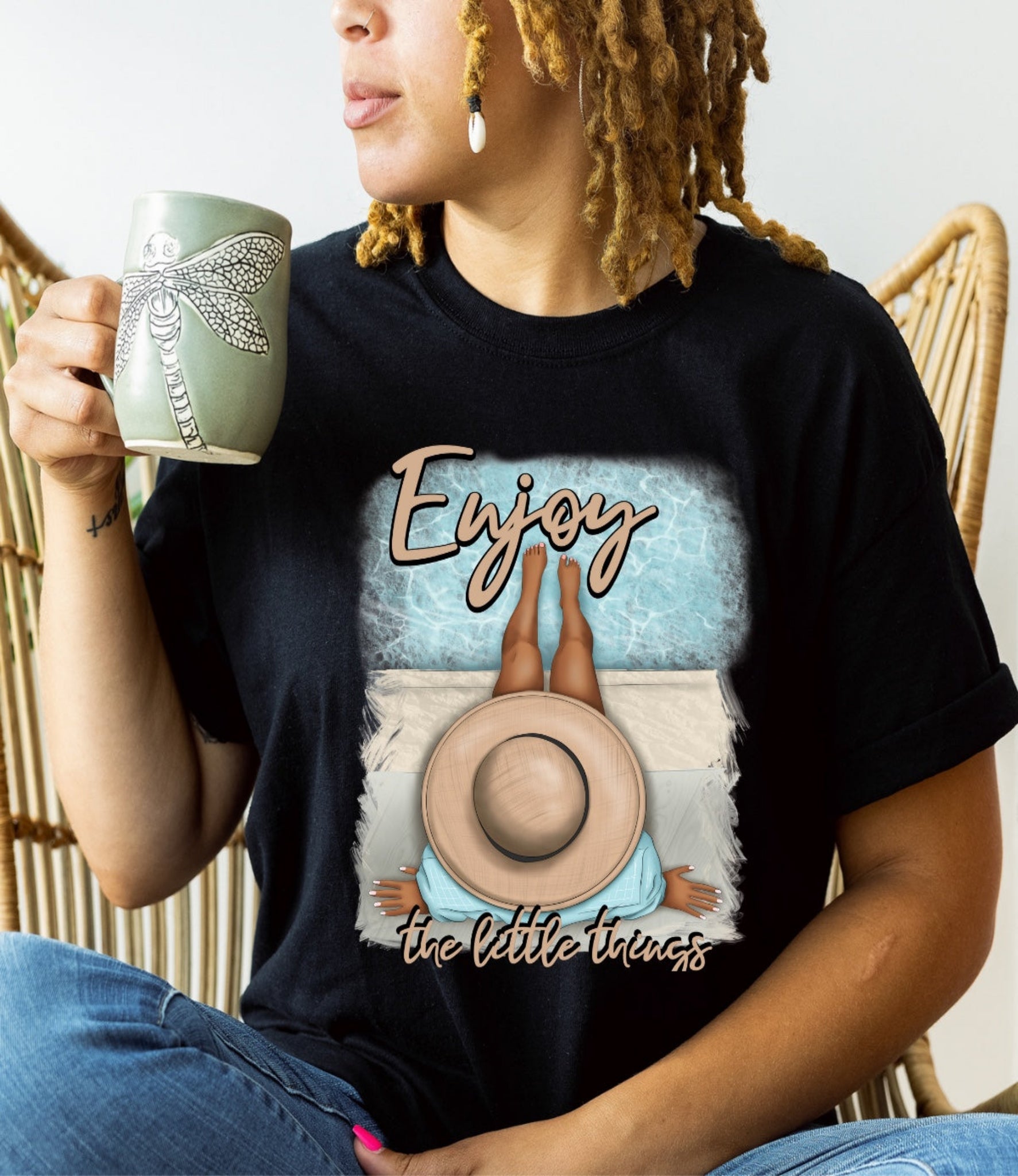 Enjoy The Little Things T-shirt, Melanin Lady, Travel Tee