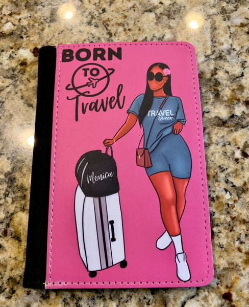 Personalized Born to Travel Afrocentric Passport Cover with Optional Luggage Tag