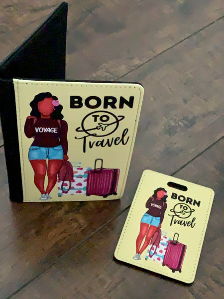 Born to Travel Afrocentric Passport Cover with Optional Luggage Tag