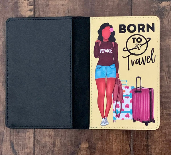 Born to Travel Afrocentric Passport Cover with Optional Luggage Tag