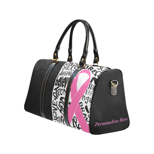 PERSONALIZED Pink Ribbon Breast Cancer Awareness Travel Bag, Carry on