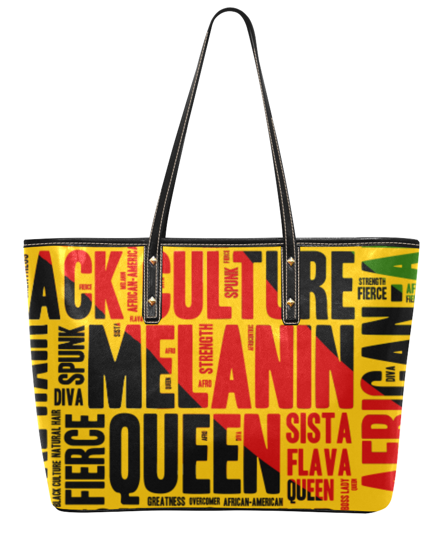 Afrocentric Tote Bag, Melanin Queen Bag, Word Swag Tote Bag- Yellow