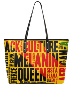 Afrocentric Tote Bag, Melanin Queen Bag, Word Swag Tote Bag- Yellow
