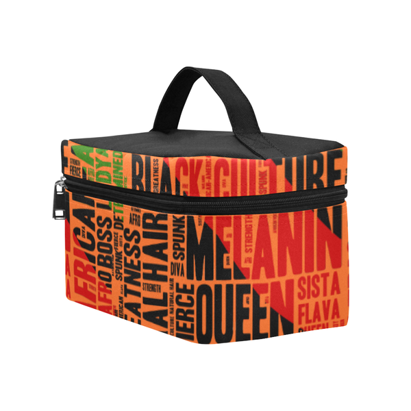 Melanin Queen Word Art Cosmetics Case- Orange