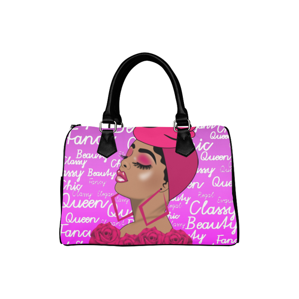 Rose Beauty Afrocentric Melanin Queen Boston Handbag- Pink