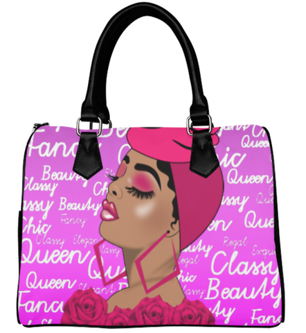 Rose Beauty Afrocentric Melanin Queen Boston Handbag- Pink