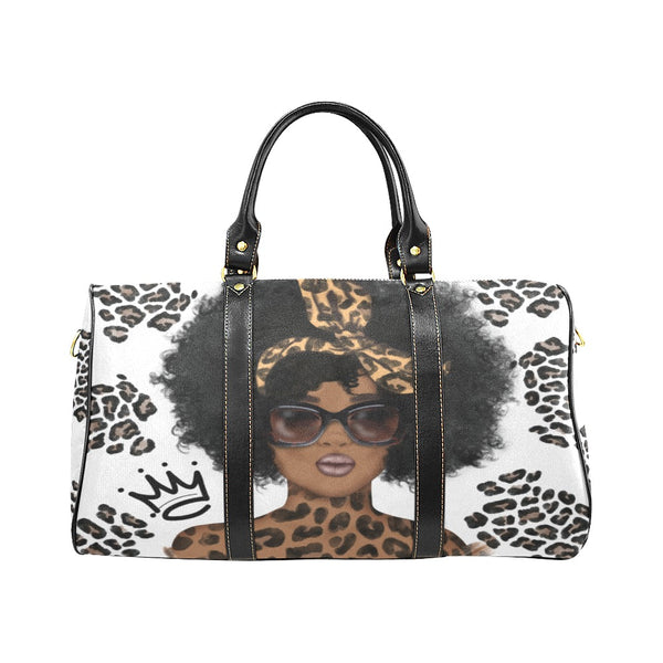 Animal Print Afrocentric Travel Bag, Personalized Travel Bag, Melanin Queen Overnight/Weekender Duffel Bag, Carry on