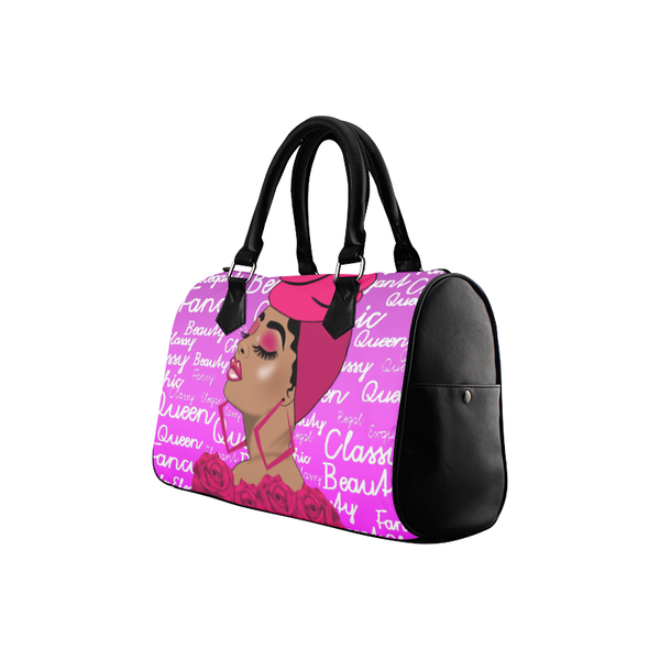 Rose Beauty Afrocentric Melanin Queen Boston Handbag- Pink