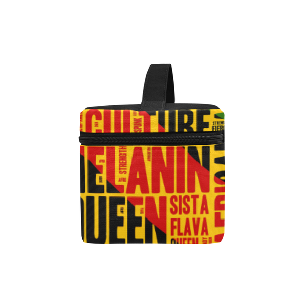 Melanin Queen Word Art Cosmetics Case- Yellow