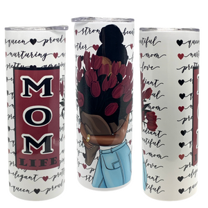 20 oz. Tumbler with Metal Straw- “Mom”