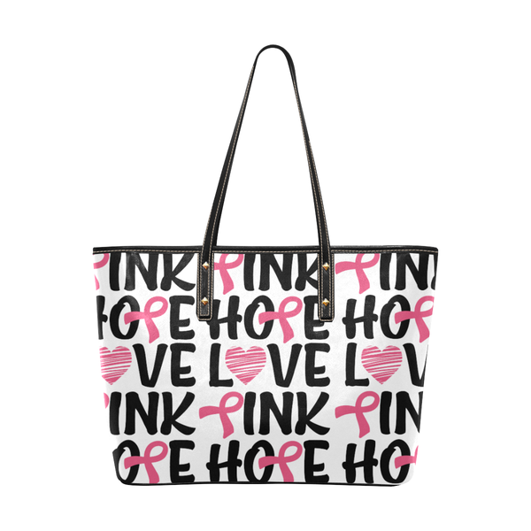 Pink Ribbon Tote, Pink Awareness bag, Hope, Love, Pink Tote Bag-White