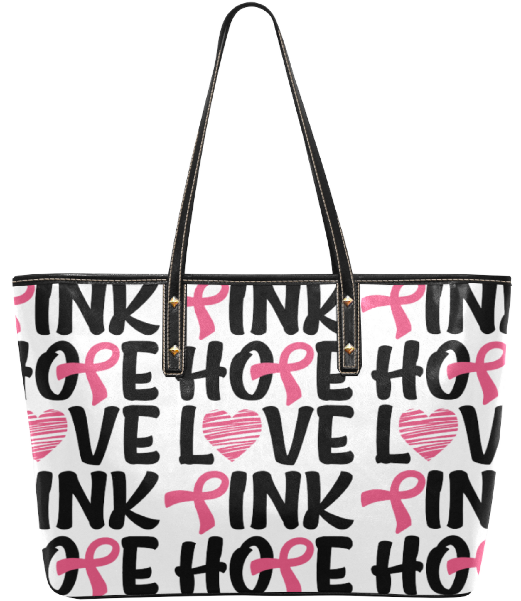 Pink Ribbon Tote, Pink Awareness bag, Hope, Love, Pink Tote Bag-White