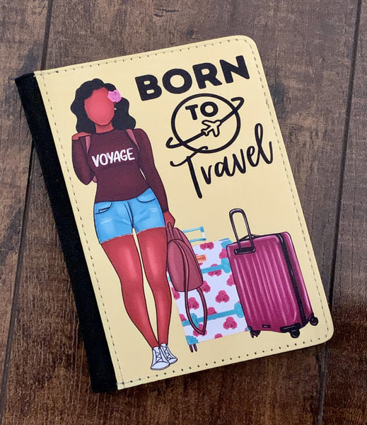 Born to Travel Afrocentric Passport Cover with Optional Luggage Tag