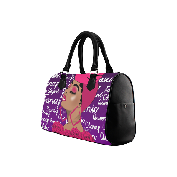 Rose Beauty Afrocentric Melanin Queen Boston Handbag- Purple