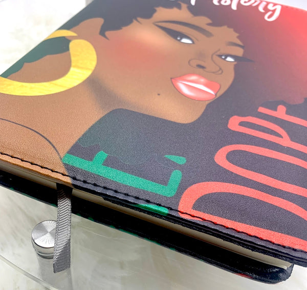 Afrocentric Black Herstory Journal, Black History,  Melanin Queen Journal, PU Leather Cover