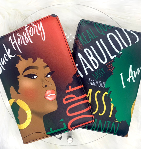 Afrocentric Black Herstory Journal, Black History,  Melanin Queen Journal, PU Leather Cover