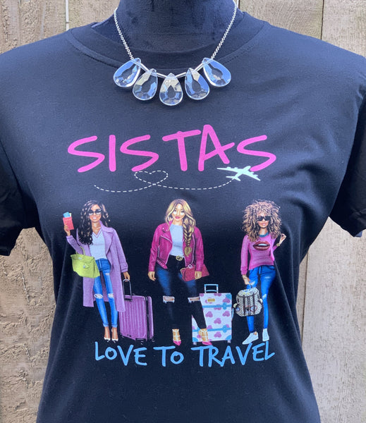 Sistas Love to Travel Colorful Afrocentric T-Shirt