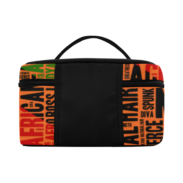 Melanin Queen Word Art Cosmetics Case- Orange