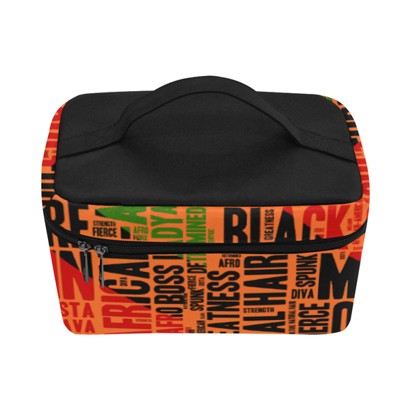 Melanin Queen Word Art Cosmetics Case- Orange