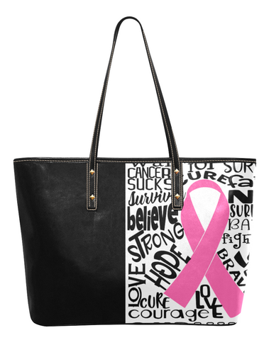 Pink Ribbon Tote, Brave and Strong Awareness bag, Breast Cancer Awareness Tote bag