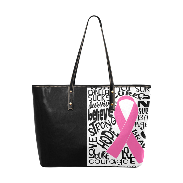 Pink Ribbon Tote, Brave and Strong Awareness bag, Breast Cancer Awareness Tote bag