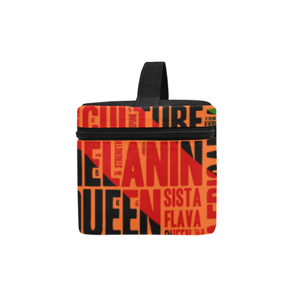 Melanin Queen Word Art Cosmetics Case- Orange