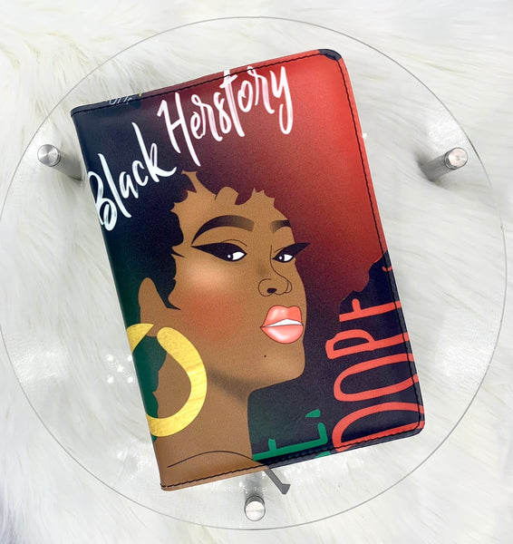 Afrocentric Black Herstory Journal, Black History,  Melanin Queen Journal, PU Leather Cover