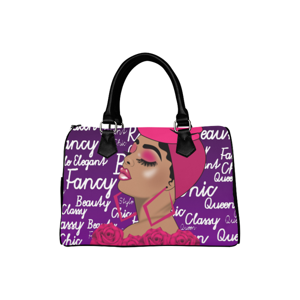 Rose Beauty Afrocentric Melanin Queen Boston Handbag- Purple