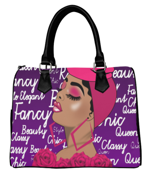 Rose Beauty Afrocentric Melanin Queen Boston Handbag- Purple