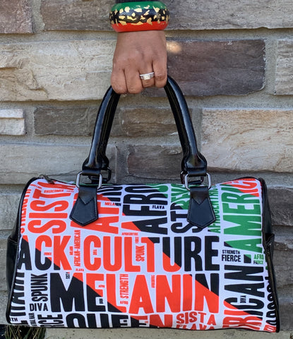 Afrocentric Handbag, Melanin Queen Boston Handbag. Celebrate Black Culture with this Pan African Bag