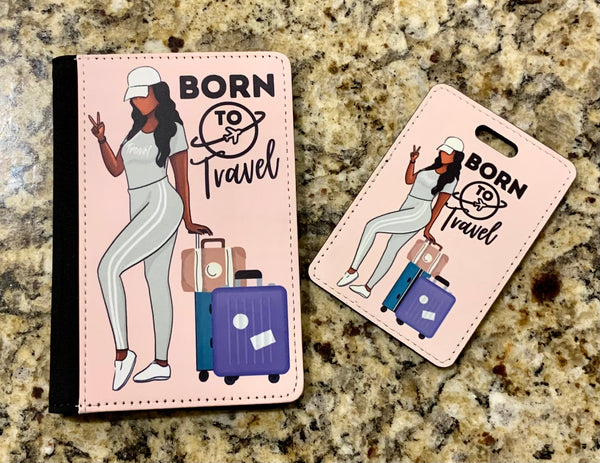 Born to Travel Afrocentric Passport Cover with Optional Luggage Tag