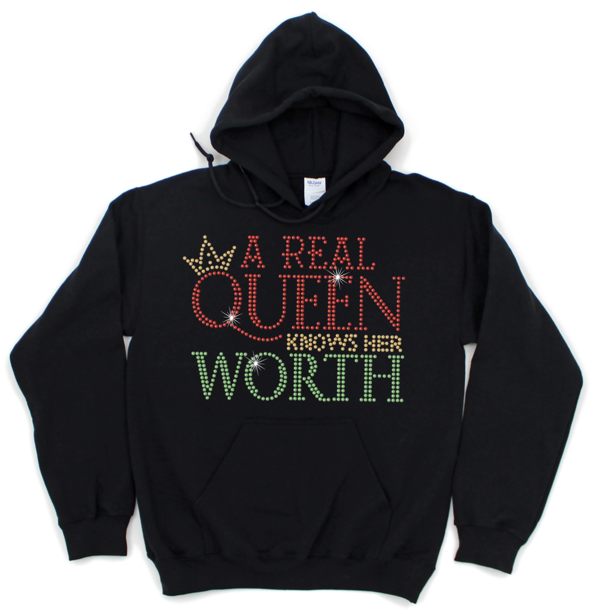 A Real Queen Knows Her Worth Rhinestone Hoodie