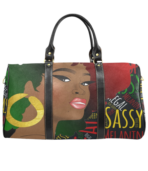 I AM Sassy Afrocentric Travel Bag, Melanin Queen Overnight/Weekender Duffel Bag, Carry on