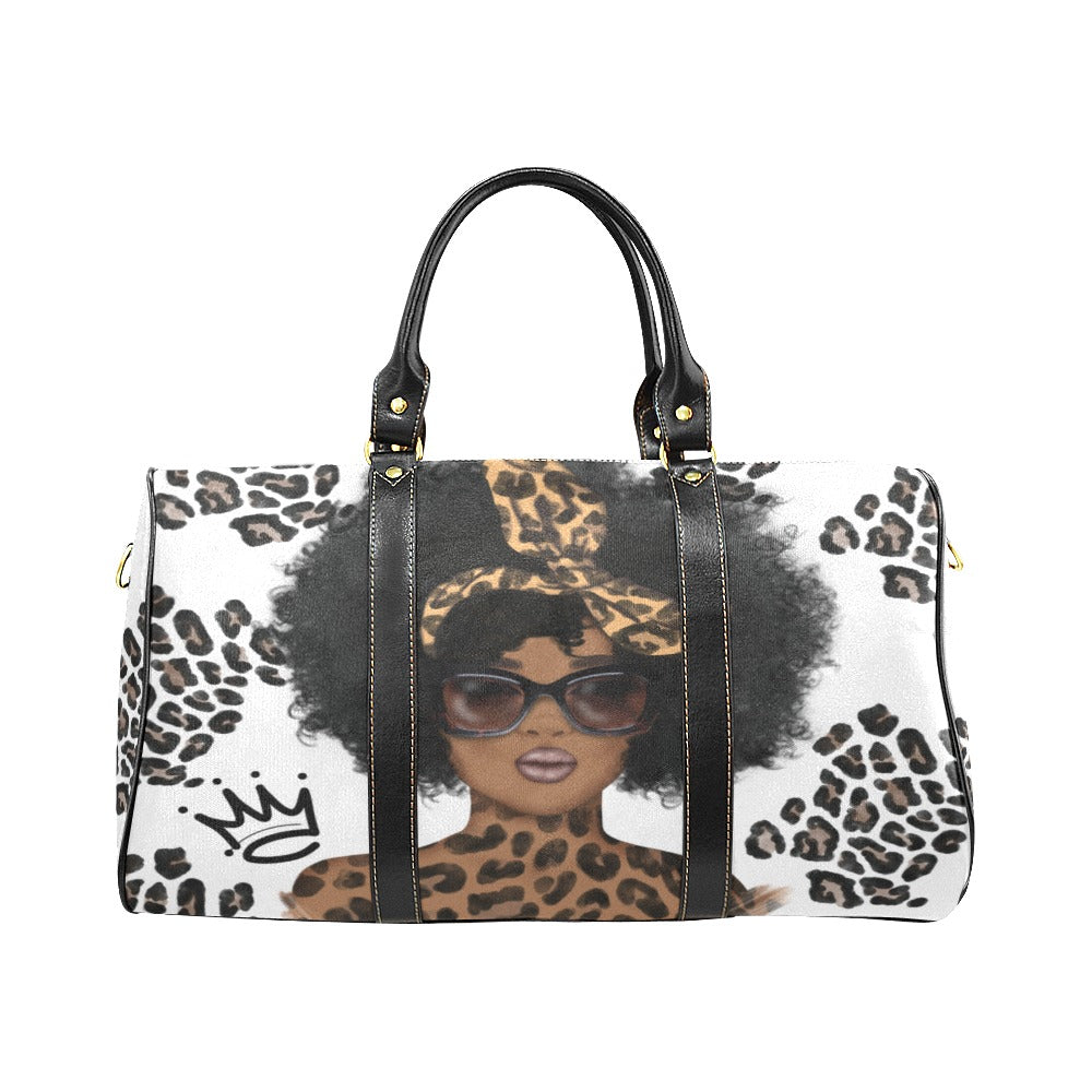 Animal Print Afrocentric Travel Bag, Personalized Travel Bag, Melanin Queen Overnight/Weekender Duffel Bag, Carry on