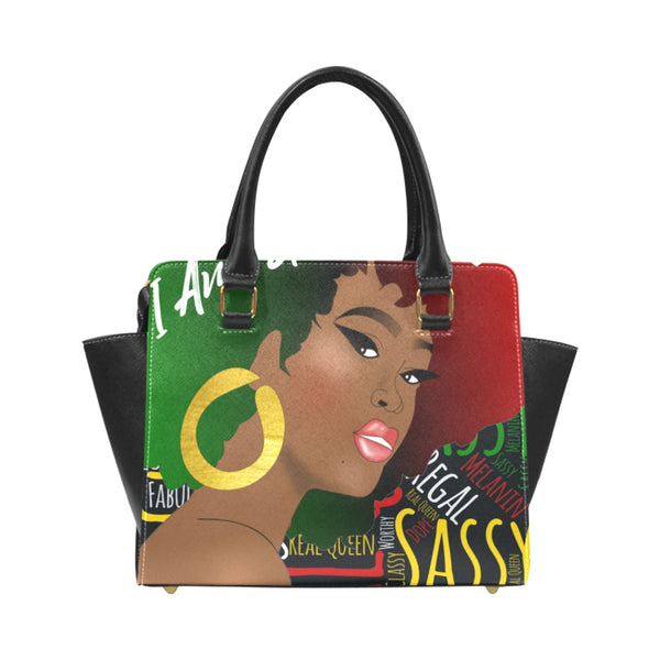 I AM Sassy Afrocentric Handbag,  Melanin Queen Rivet Handbag,  African-American Woman Purse