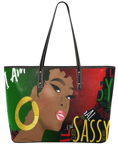 I AM Sassy Afrocentric Tote Bag, Melanin Queen Tote, African-American Bag