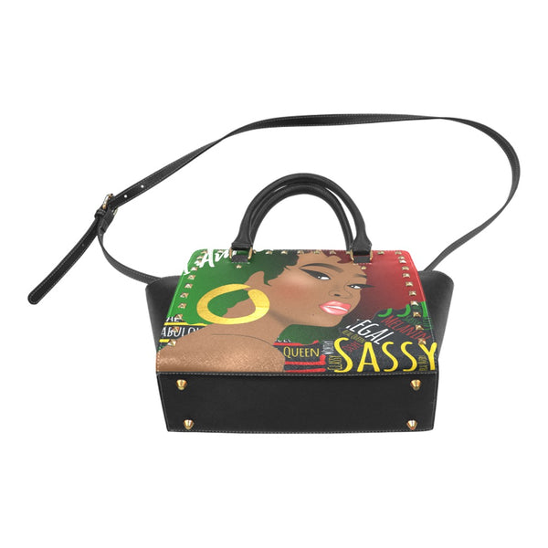 I AM Sassy Afrocentric Handbag,  Melanin Queen Rivet Handbag,  African-American Woman Purse