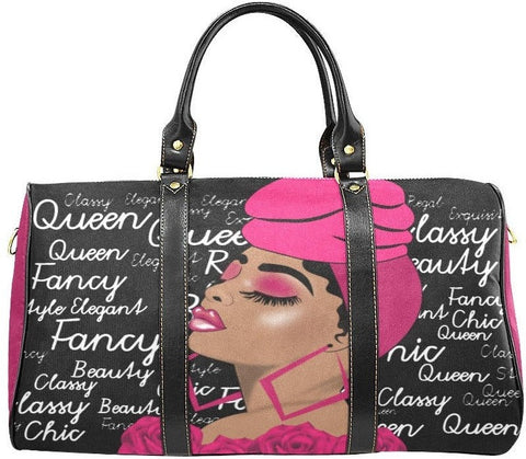 Royalty is She Afrocentric Travel Bag, Melanin Queen Bag, Waterproof Weekender Duffel Bag