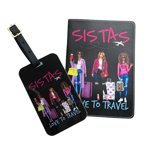 Sistas Love to Travel Passport Cover and Luggage Tag Set