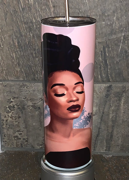 20 oz. Tumbler with Metal Straw- African American Queens Collection 1